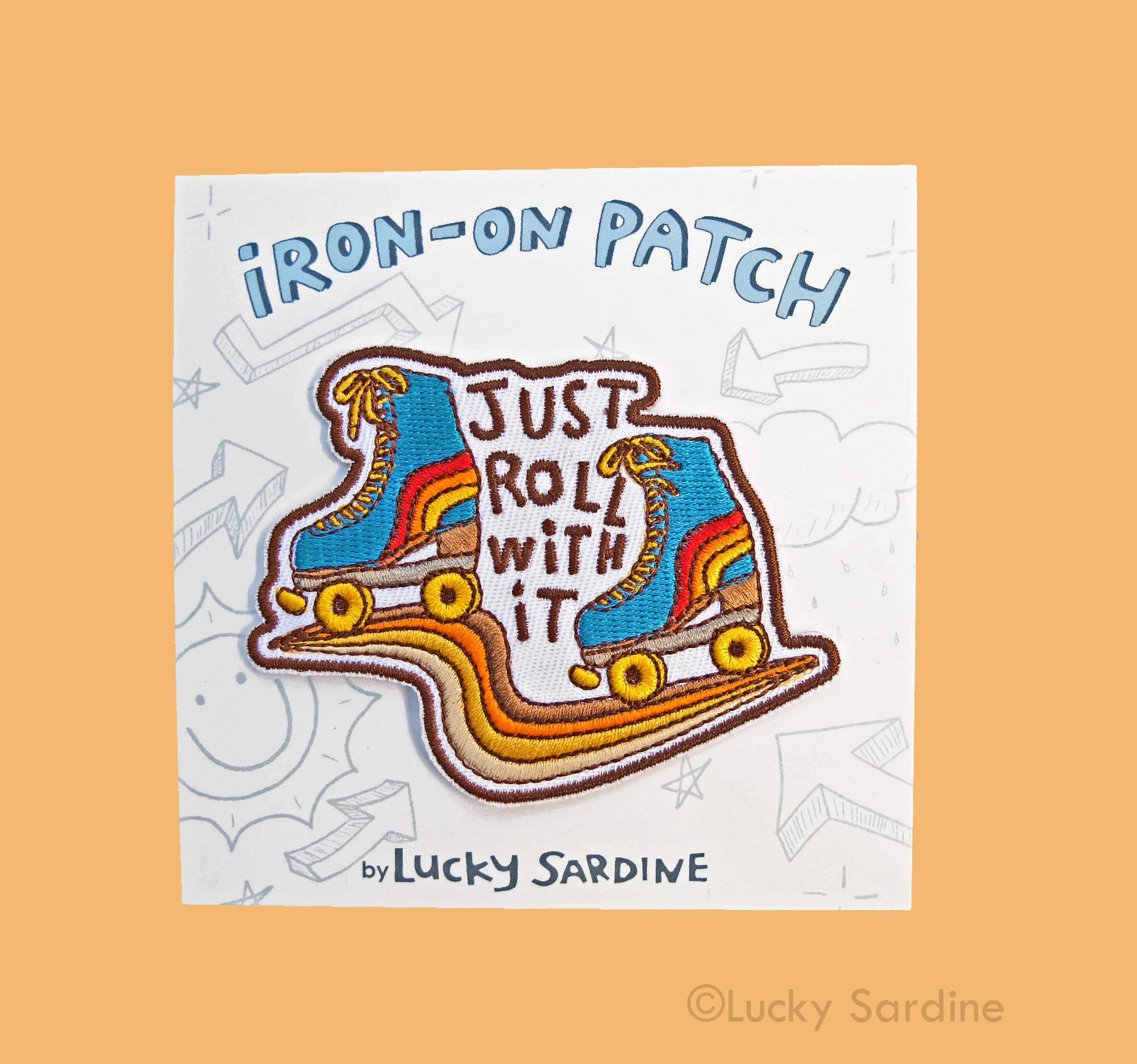 Lucky Sardine - Wholesale Patch - Roller Skate, Retro Roll With It, Embroidered Iron-On Patch2