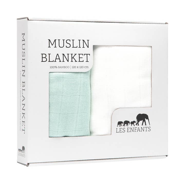 Coperta in Mussola Verde / Bianco per la vendita all'ingrosso da parte di Les Enfants