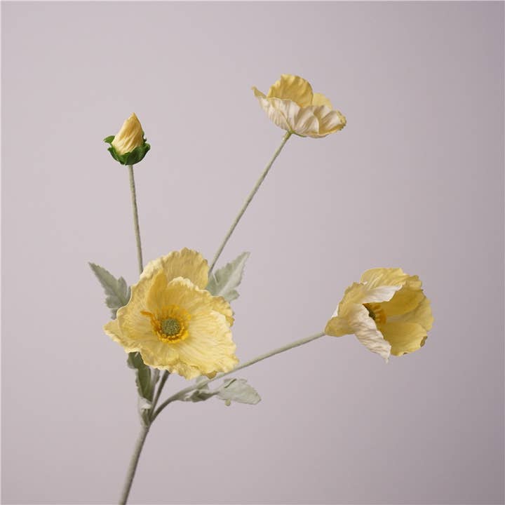Sweet Home Deco - Wholesale Artificial Flowers - 24''T Real Touch Poppy Flower, Single Poppy Stem, Pink/White