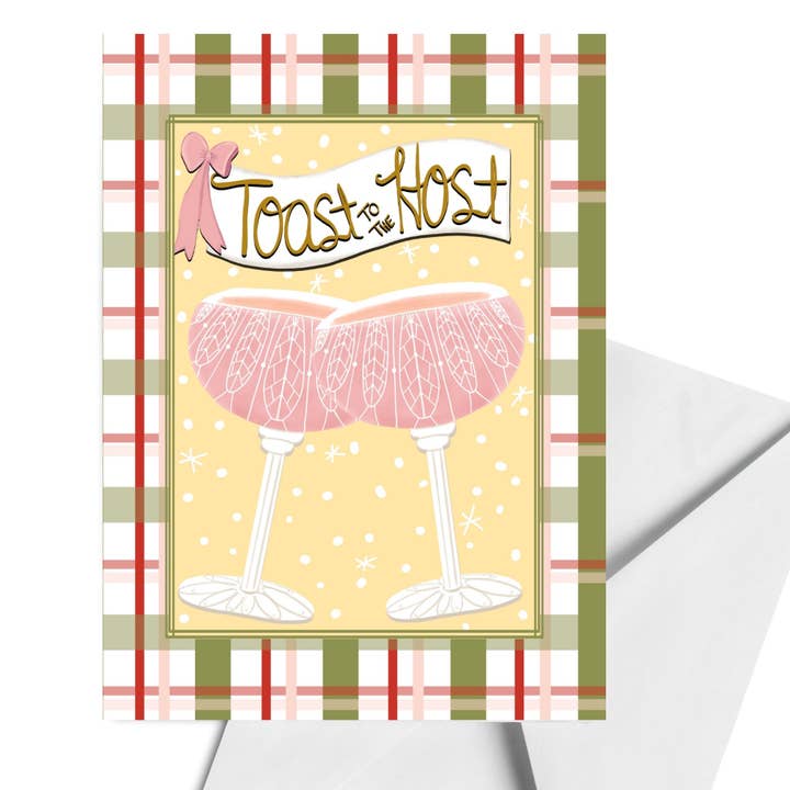 Toast to the Host Card – Champagne Glass - Host Thank You for wholesale by Sweet Sketches