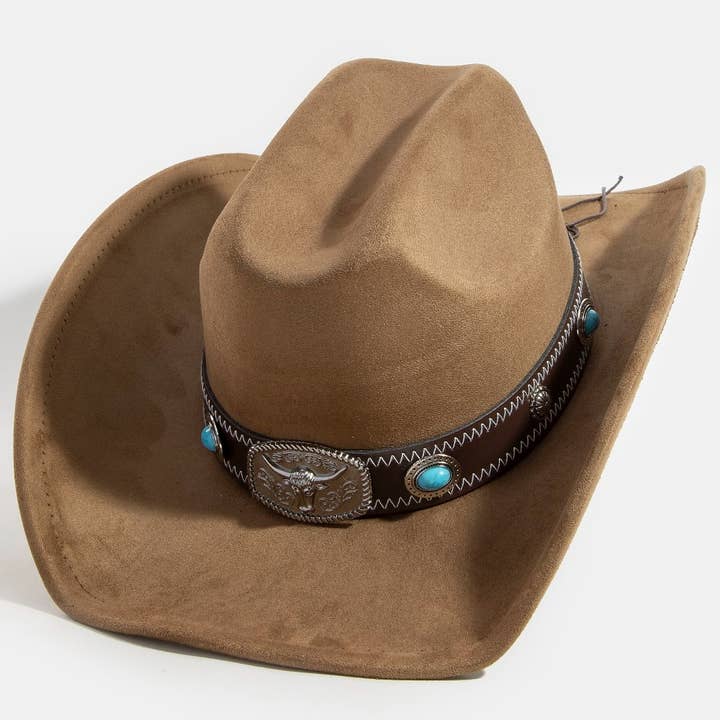 Collections by Fame Accessories - Wholesale Cowboy Hat - Women's - Longhorn Concho Strap Cowboy Hat1