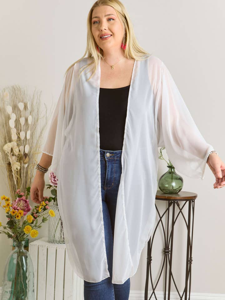 ADORA LA - Venta al por mayor Kimono - Mujer - MYJ13385X - KIMONO DE TALLA GRANDE CON ABERTURAS LATERALES