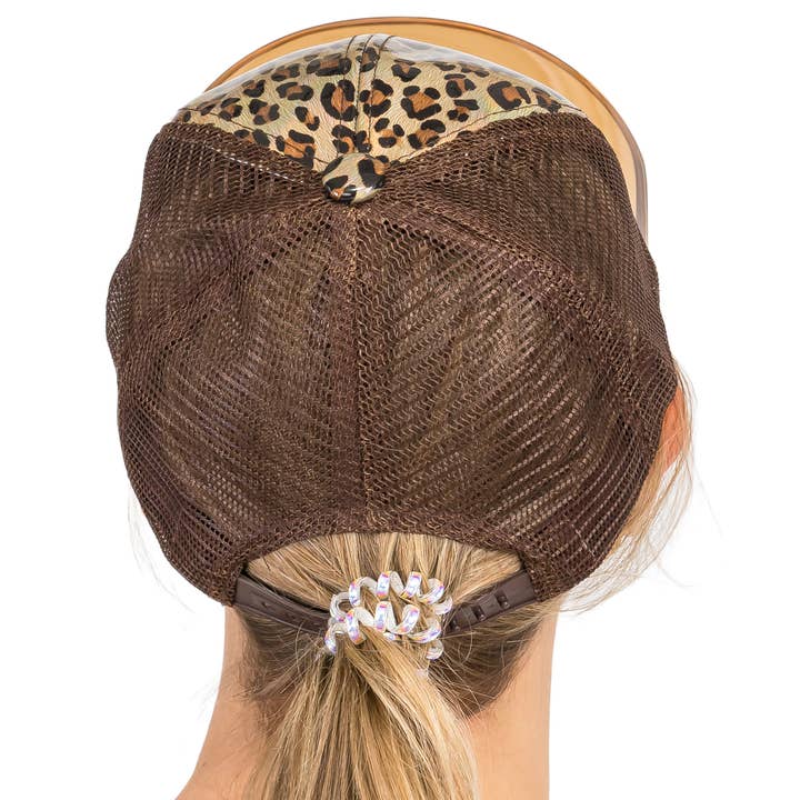 Marrón Gorra de Camionero con Visera Curva Transparente y Brillante de Leopardo de venta al por mayor en Faire