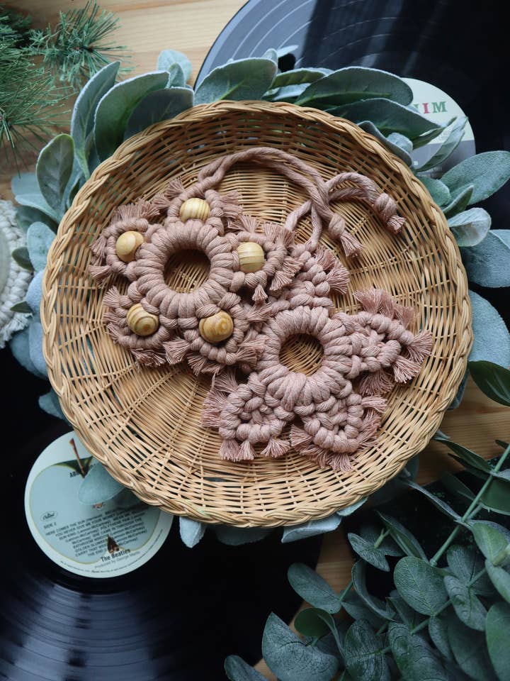 Pink Boho Macrame Star Ornament for wholesale by Radically You