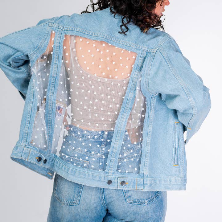 La chaqueta vaquera de encaje medio Amour para venta al por mayor de Dragon Denim