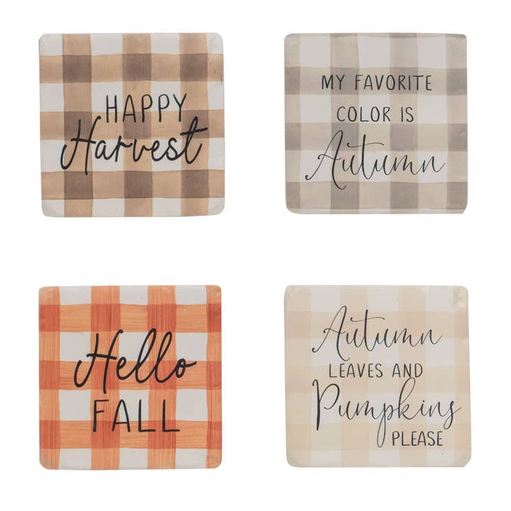 Sæt/4, Fall Zefyr harpiks Coasters for engroshandel hos Col House Designs