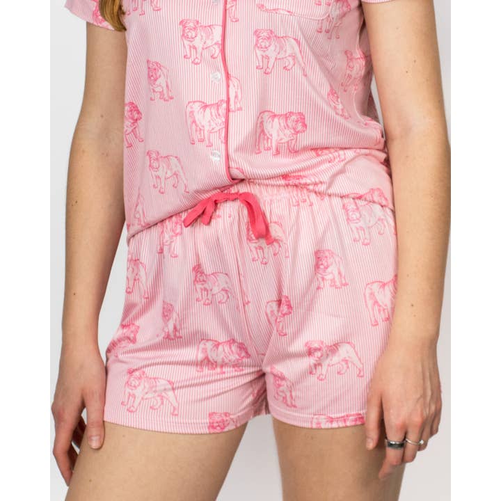 Bulldog Stare Sleep Shorts Pink/Light Pink -Asst. for wholesale by The Royal Standard