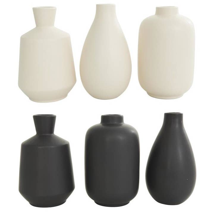 Minimalistic Matte Black or Cream Ceramic Vase - Set of 3 for wholesale by Will's Company