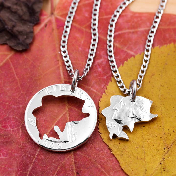 Fishing Jewelry, Bass Fishing Couples Necklace Set for wholesale by NameCoins