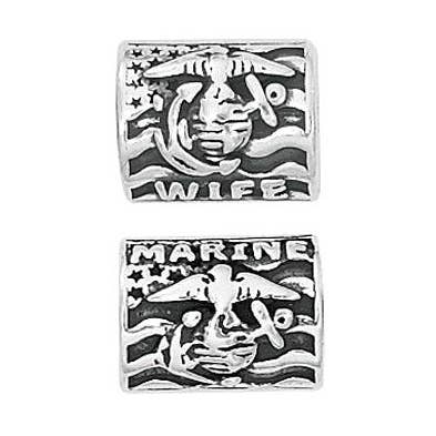 Breloque en forme de perle Proud Marine Corps Wife pour la vente par nomades