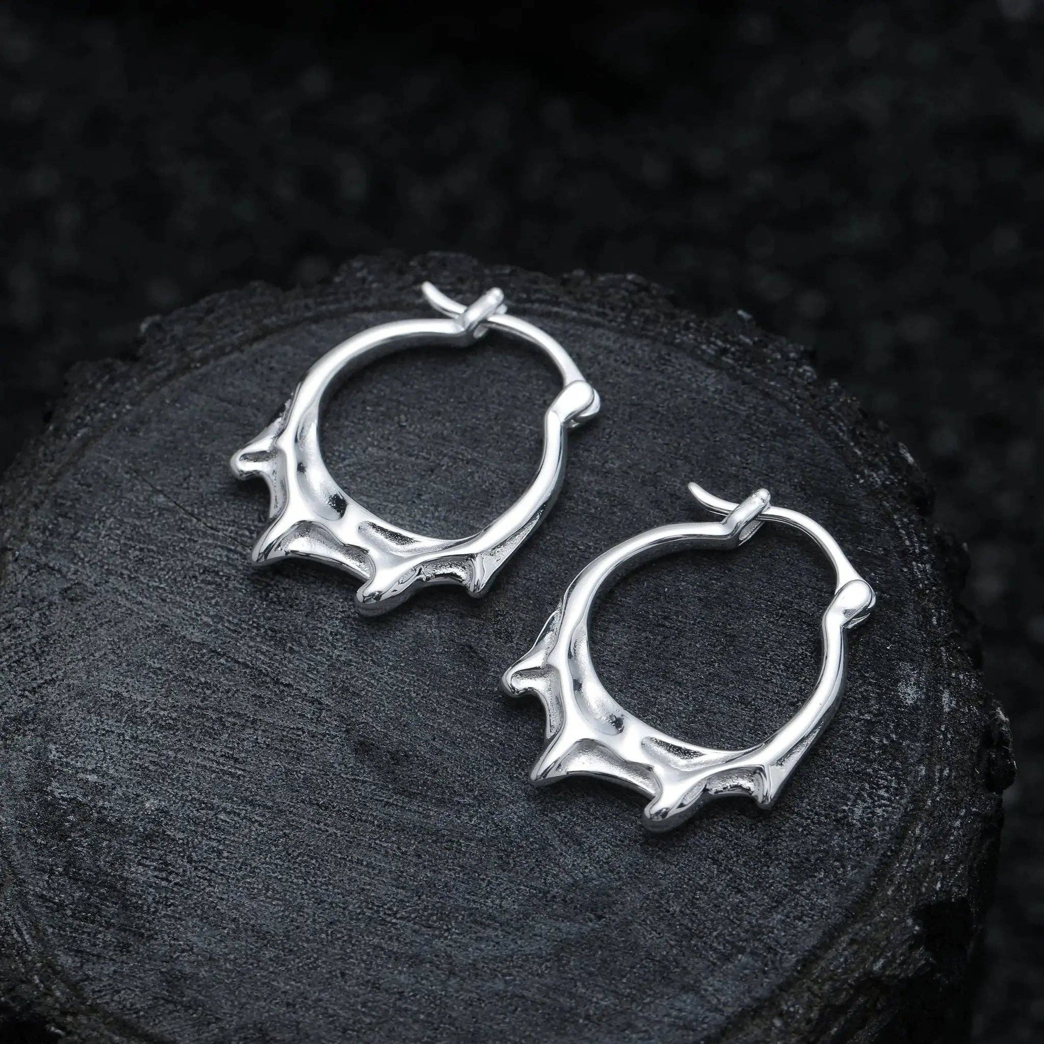 Moclein - Vendita all'ingrosso Orecchini a cerchio - Orecchini a cerchio gocciolanti in argento0