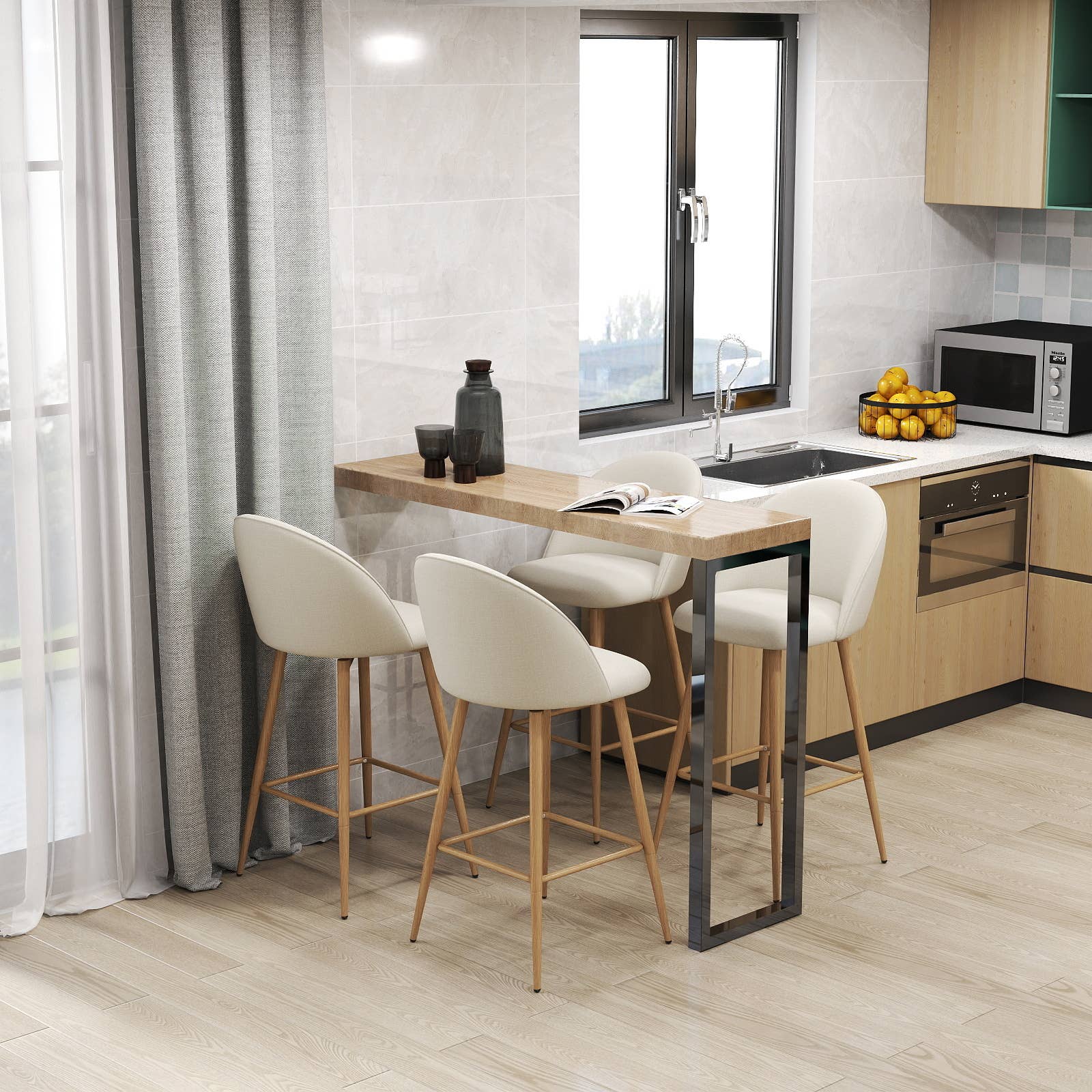 39F Inc. - Vente Tabouret - Tabourets de bar pivotants 26,8 pouces en tissu - Beige/Gris/Bleu23