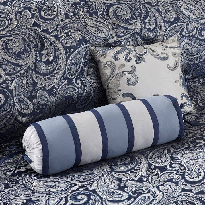 Olliix - Vente Parure de lit - Paisley Ensemble de douillettes et draps 12 pièces Bleu