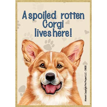 SJT Enterprises, Inc. - Wholesale Magnet - A spoiled rotten Corgi lives here! wood fridge magnets