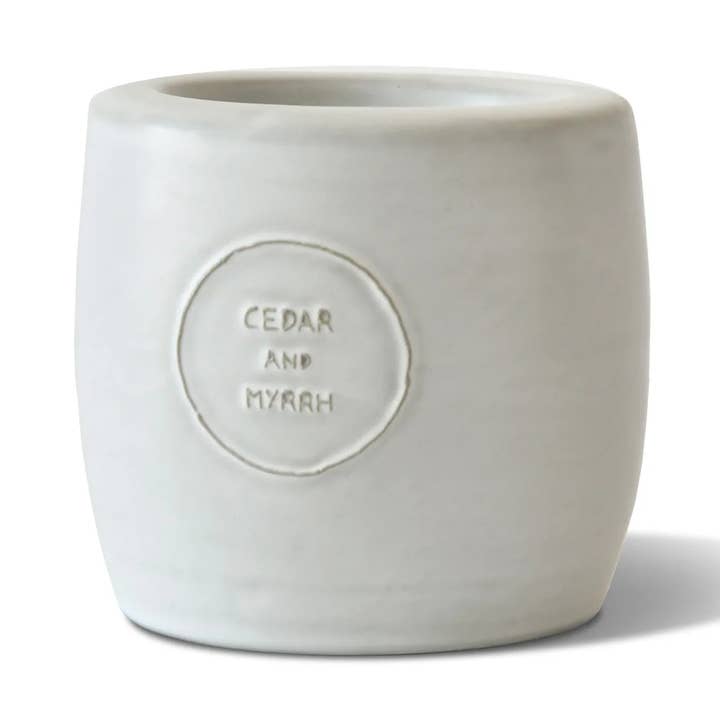 Calentador de cera y aceite aromático de cerámica gris claro para venta al por mayor de Cedar and Myrrh