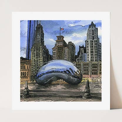 Chicago "Bean" Poster - Miracle Mile Art Chicago Art Print for wholesale by Totally Toronto Art/Sassy City Studio