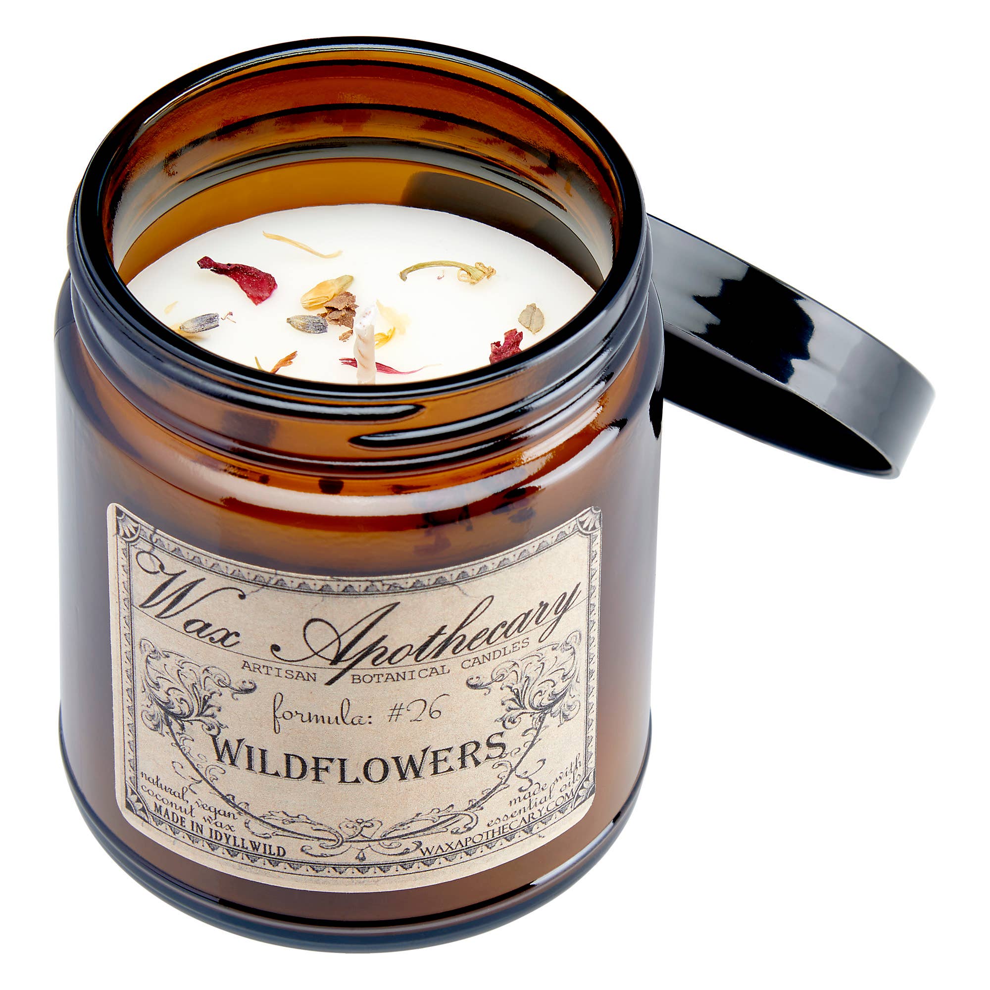 Wax Apothecary – wholesale Burkljus – 6oz botaniskt ljus i bärnstensfärgad glasburk - Välj en doft30