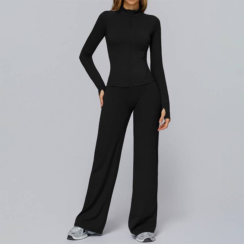 WONDERXFANS - Vente Ensemble de sport – femme - Veste de sport à séchage rapide+Pantalon de survêtement taille haute0