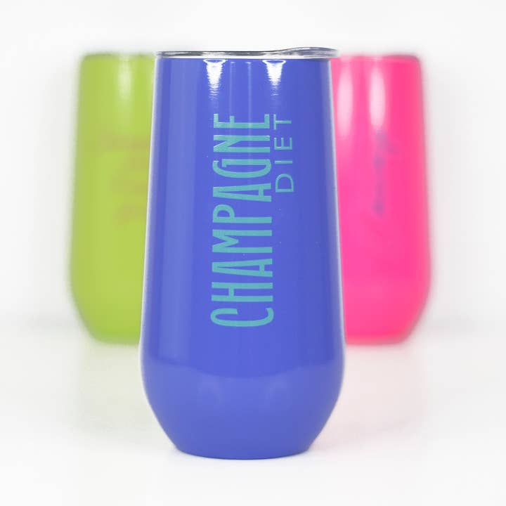 Gobelet à champagne en acier inoxydable Champagne Diet Neon pour la vente par Mugsby