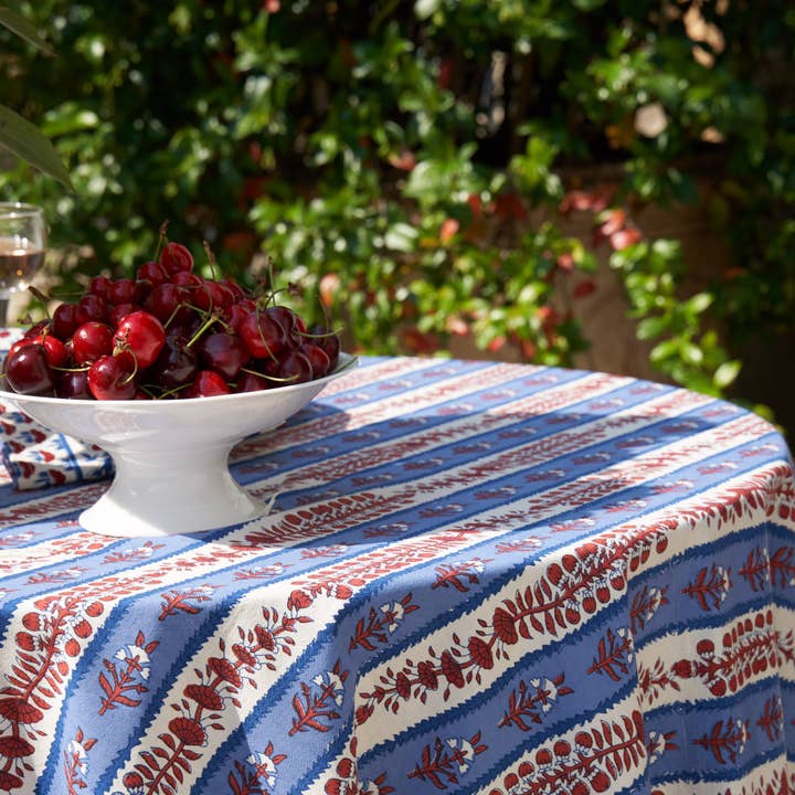 Couleur Nature - Wholesale Tablecloth - Provence Avignon Red & Blue Tablecloth