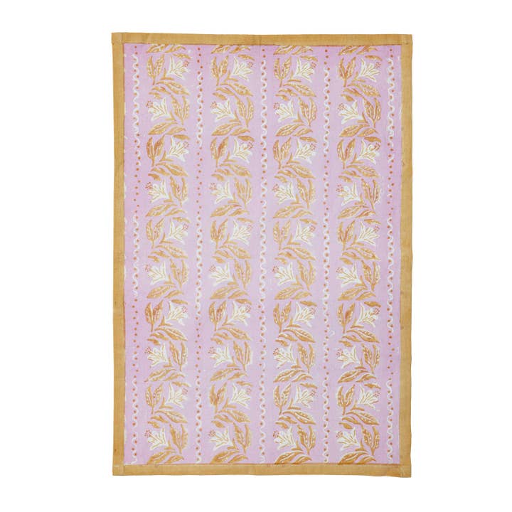 Pre-sale: Block Printed Kitchen Towel Lilac Azalea for wholesale by Supra Endura