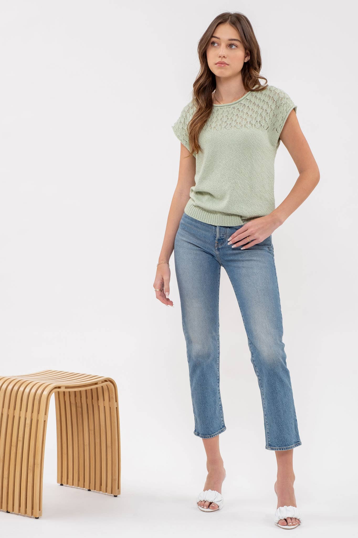 Blu Pepper - Wholesale Gebreide top - Dames - TRUI MET JUKSLUITING, GEBREIDE TOP MET OOGJES29