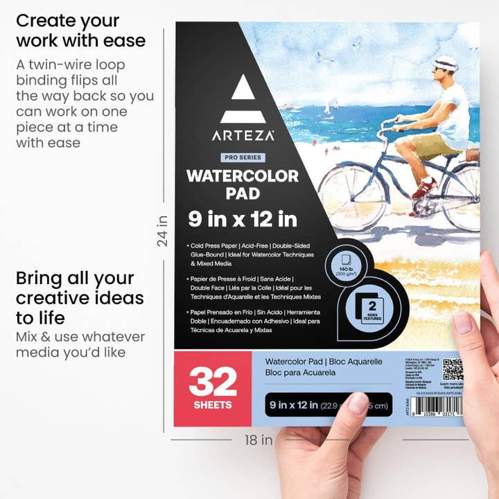Plaid Crafts - Wholesale Painting Paper - Arteza® Expert Watercolor Pad, 9" x 12", 32 Sheets1