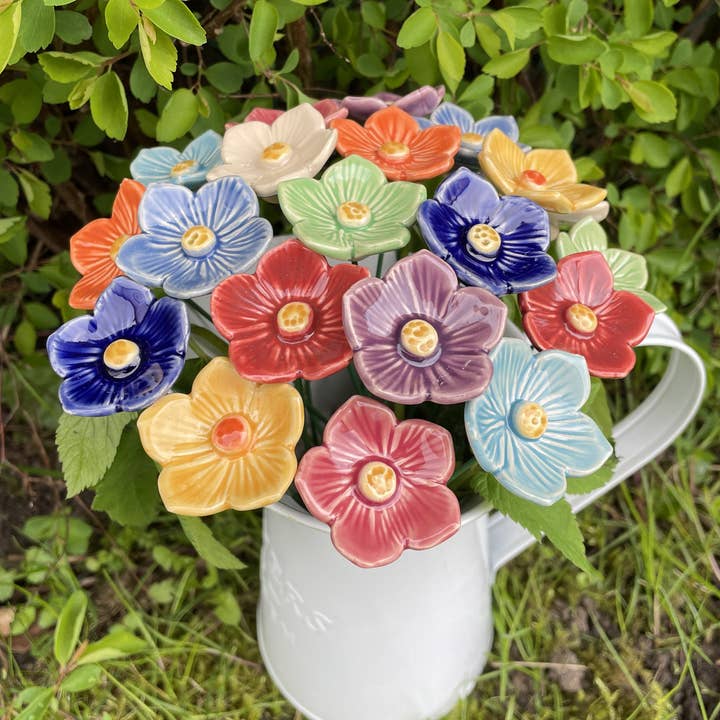 Keramik blomma i Akarp - Wholesale Garden/Lawn Stake - Ceramic Petunia,Plant stake, Petunia on stem