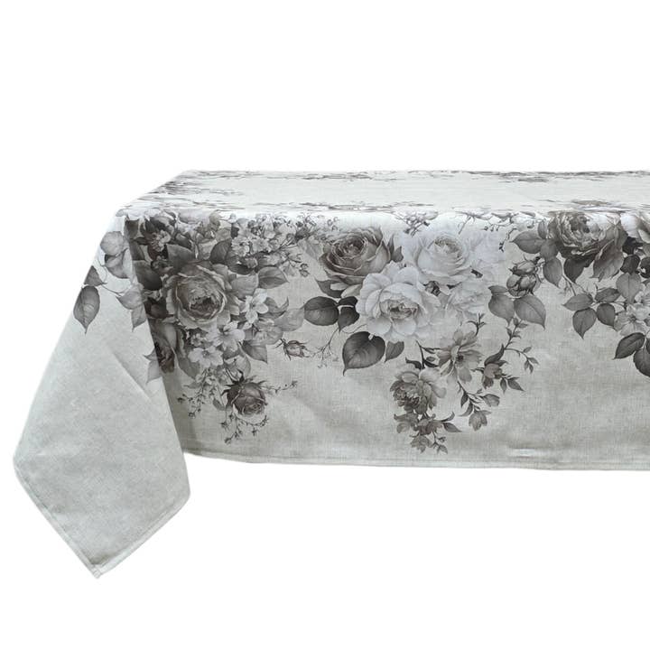 Mantel Greige Flores en Mezcla de Algodón para venta al por mayor de Lunaria Lab