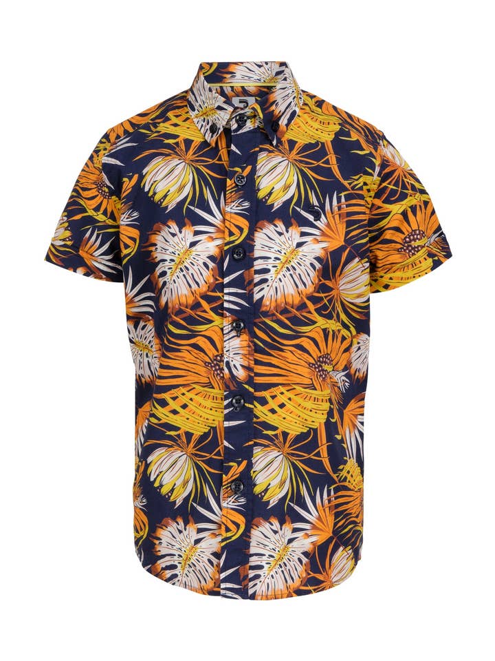 Chemise garçon courtes manches imprimé feuilles pour la vente par J&JOY