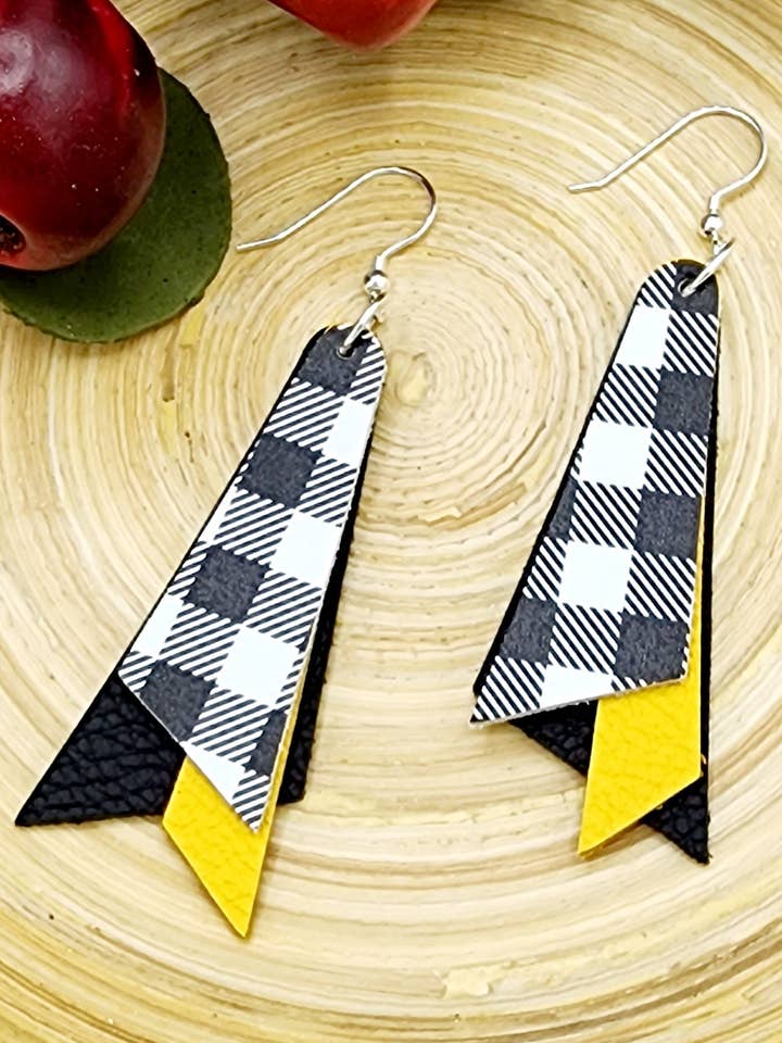 Black and White Buffalo Plaid Triple Layered Triangle for wholesale by FL Girl Designs