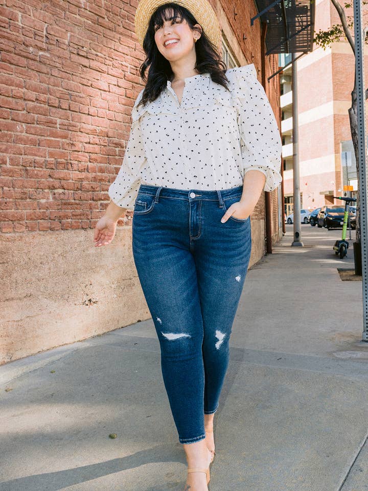 PLUS SIZE MID RISE CROP SKINNY JEANS LV1060-P for wholesale by Lovervet by VERVET