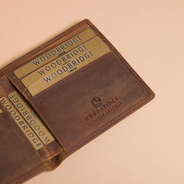 Redbrick - Wholesale Portemonnee - Heren - Woodbridge herenportemonnee van ruw bruin leer met dubbele vouw3