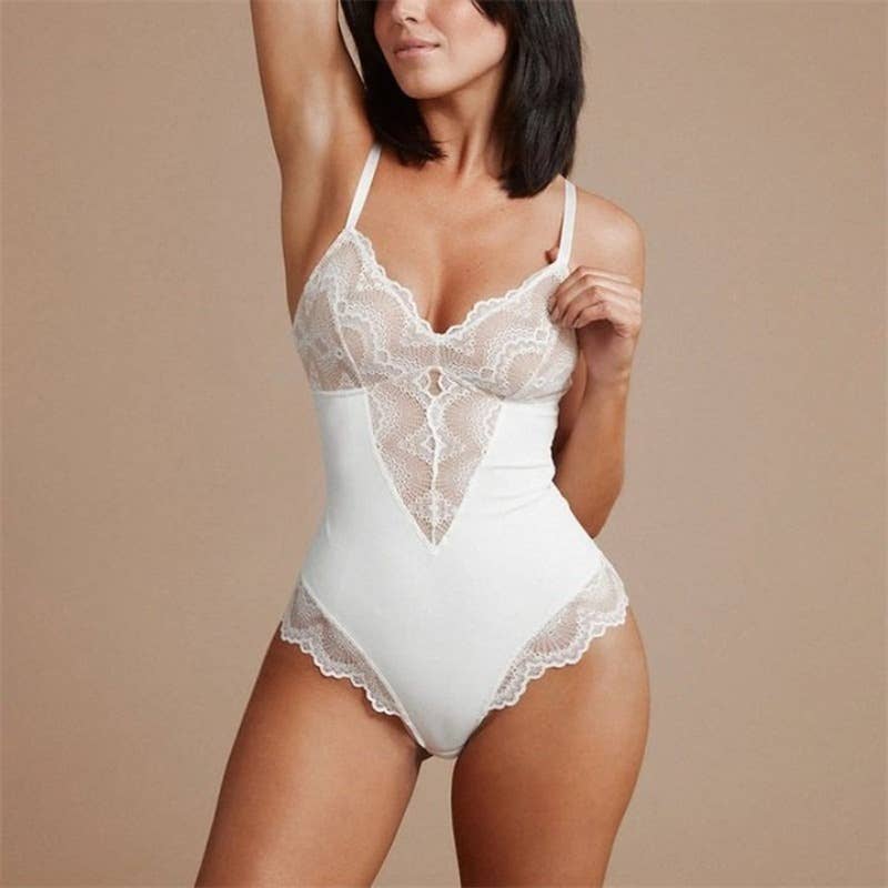 The Lounge Edit - Wholesale Lingerie Bodysuit - Women's - Sexy Lace Tummy Control Bodysuit3