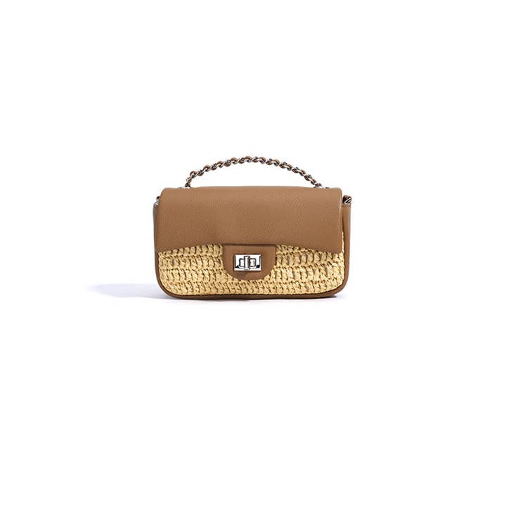 ESLEY - Wholesale Crossbody Bag - Women's - A2503XL25235 - Luxury Woven Leather & Straw Crossbody Bag