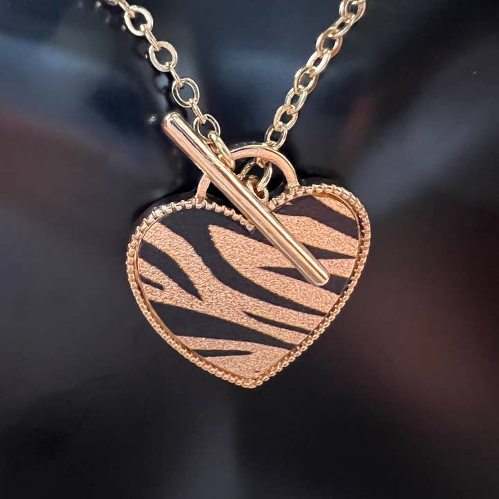 Heart Metal Animal Print Short Necklace for wholesale by Jewels of Shade