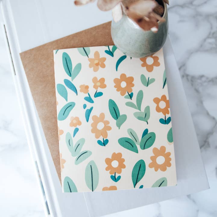 Carte de vœux Tangerine Flowers pour la vente par West Creek Mercantile