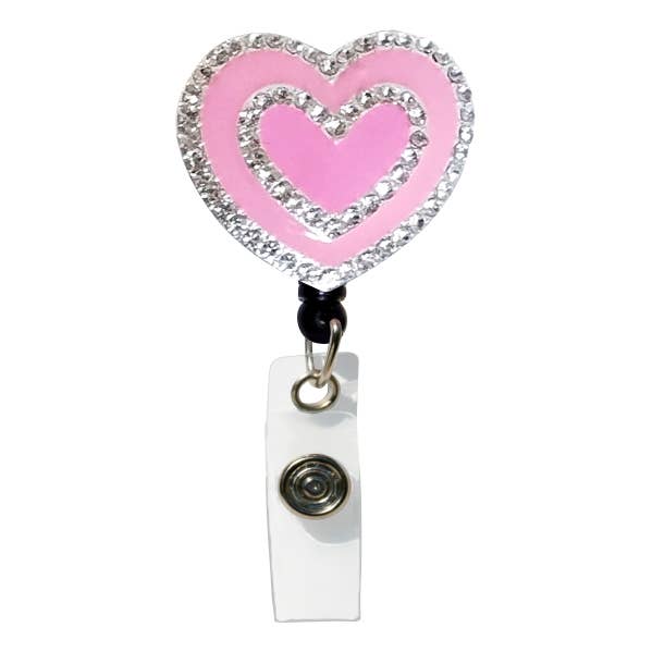 Funkelnder rosa Herz-Ausweishalter für den Großhandel von Smart Charms