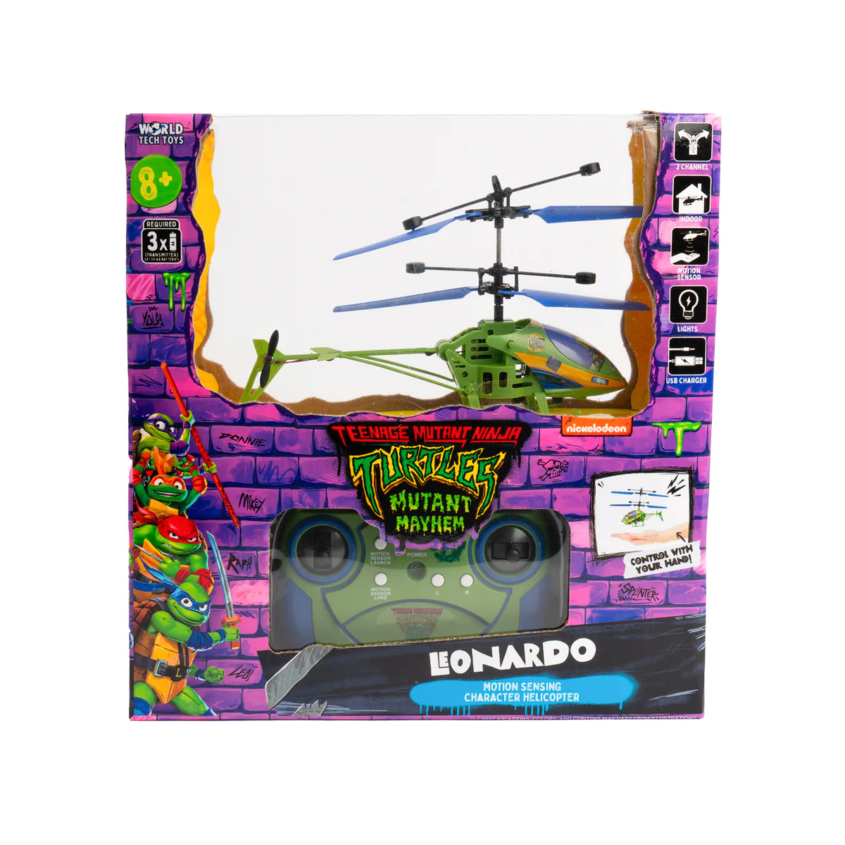 World Tech Toys - Wholesale Toy Plane - Kids - TMNT Mutant Mayhem Leonardo 2CH IR Helicopter1