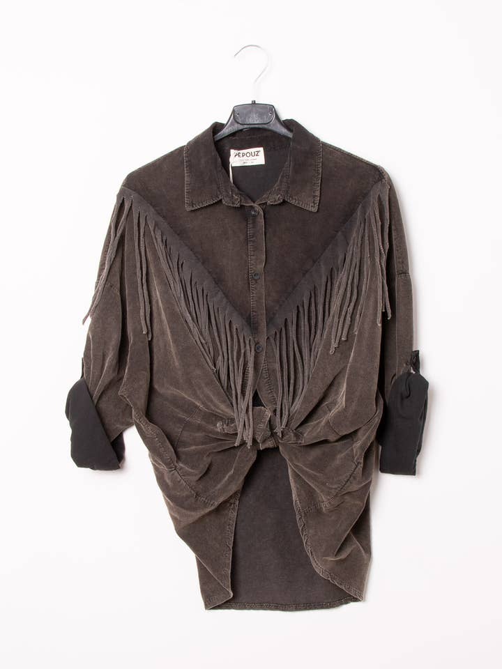 Pépouz' Paris - Wholesale Button Down Shirt - Women's - Western-style fringed shirt PC25494