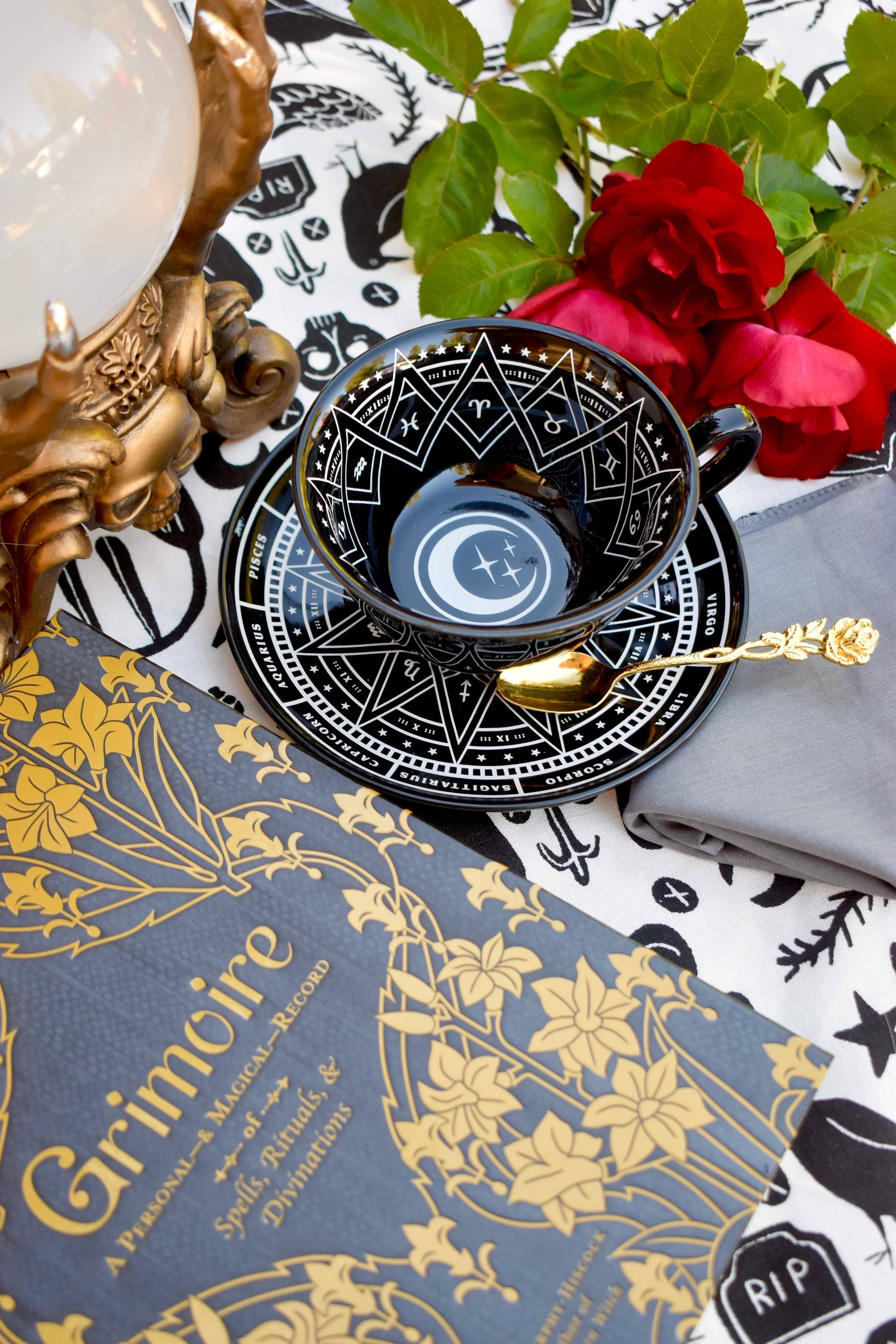 All Little Cute Things - Wholesale Tea Set - Zodiac Astrological Birthday Signs Black Teacup and Saucer0