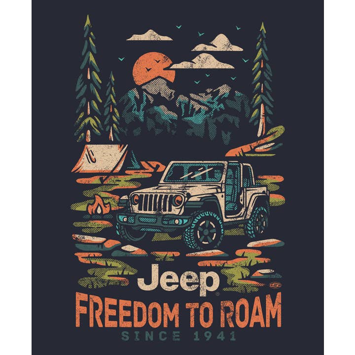 Mens Jeep® Freedom To Roam T-Shirt - Navy Blue for wholesale by Detroit Shirt Co.