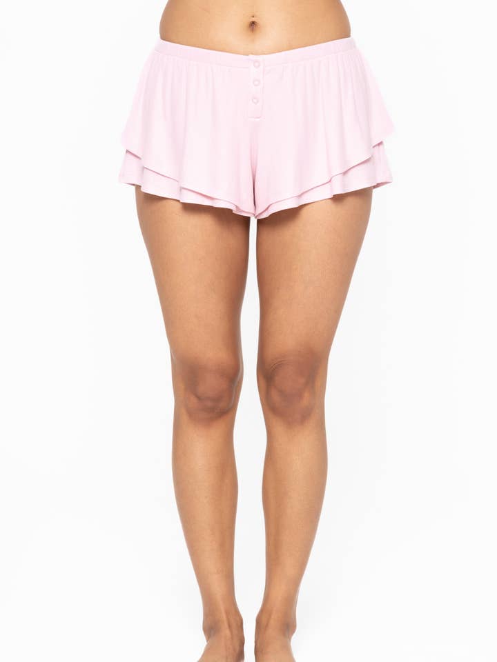 Mono B - Wholesale Shorts - Women's - Bamboo Blend Double Ruffle Shorts