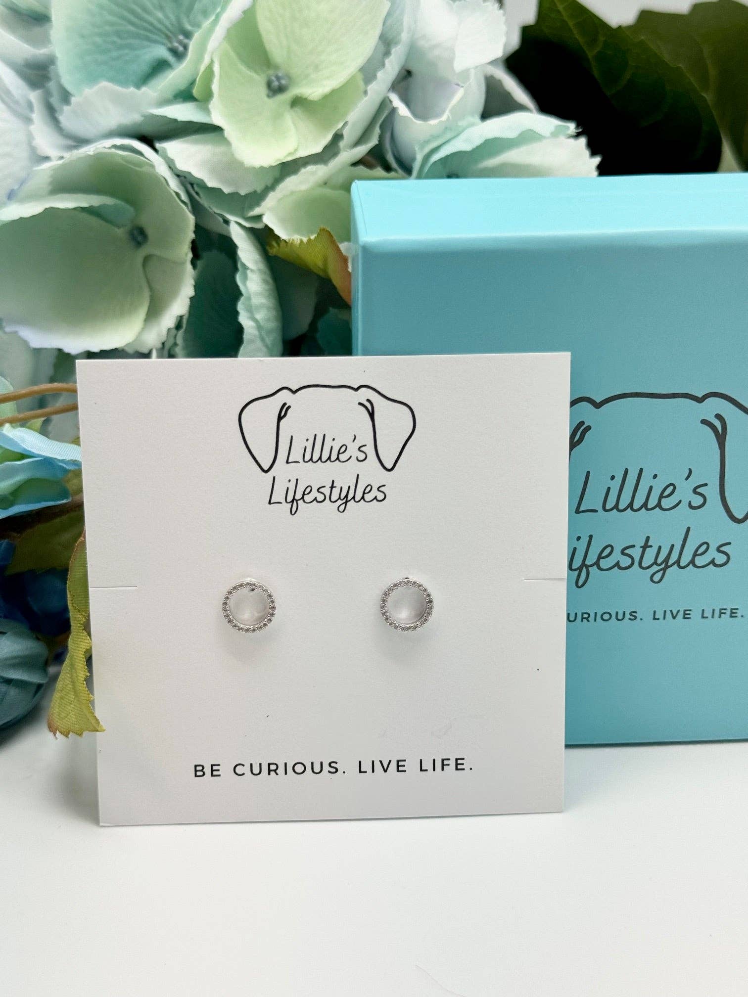 Lillie's Lifestyles - Wholesale Stud/Post Earrings - Sterling Silver circular CZ Earrings0