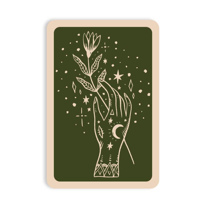 Adesivo in vinile di alta qualità "Fiore magico donna luna" per la vendita all'ingrosso da parte di Juju and Moxie