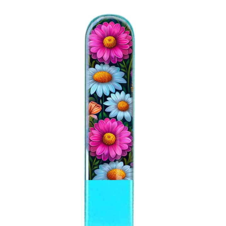 Lime à ongles en cristal coloré 3D Zinnia Daisy Flower Garden pour la vente par Classy Nail Files