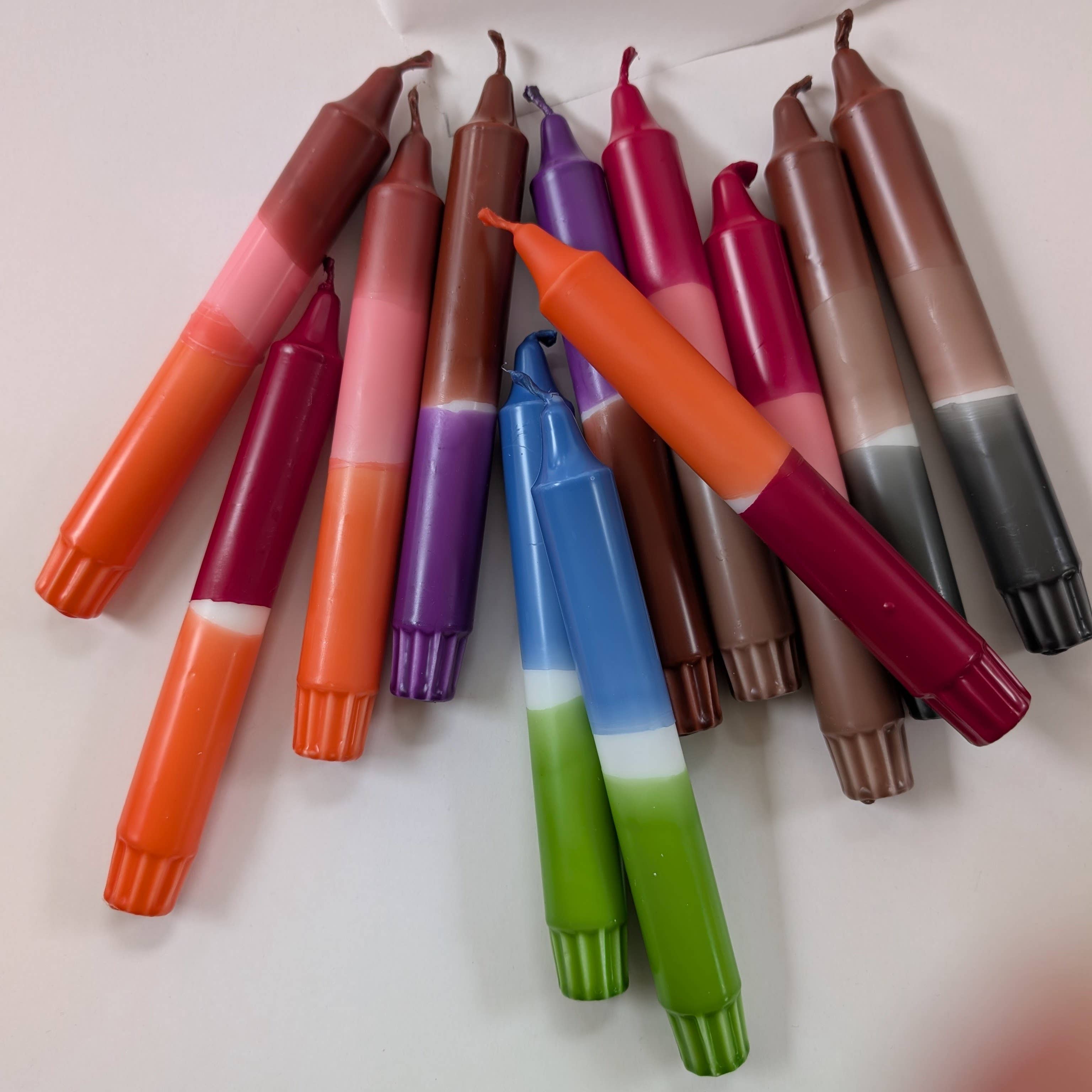 Elate and Co. - Vente Bougies/bougeoirs coniques - Bougies Dip Dye Orange+Rose+Marron1