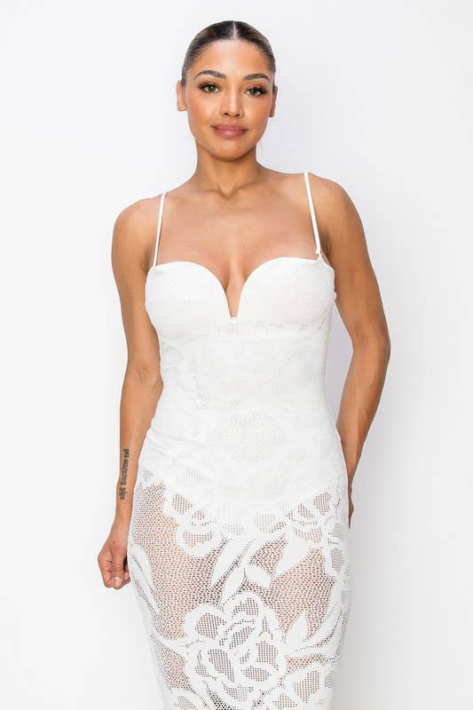 Kimcine - Wholesale Dress - Women's - KD9738-spaghetti strap lace maxi dress(REVISE)10