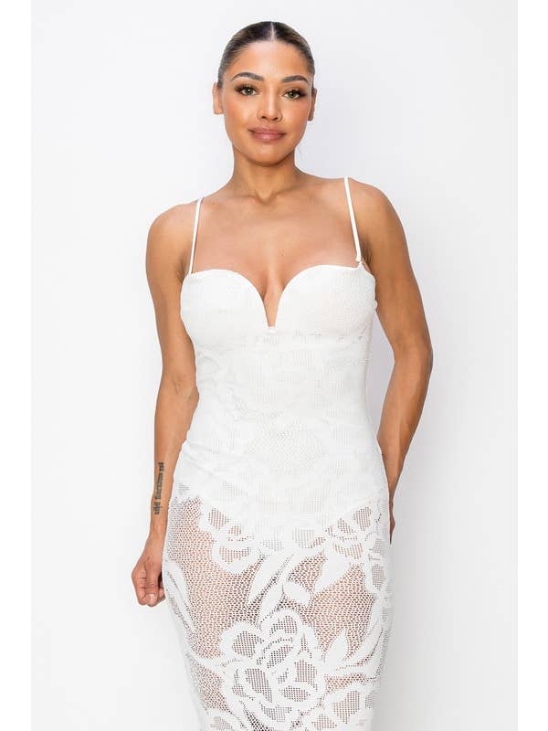 Kimcine - Wholesale Dress - Women's - KD9738-spaghetti strap lace maxi dress(REVISE)10