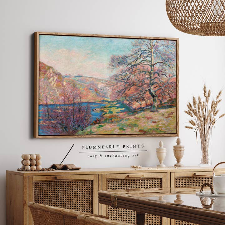 Pastel Pink Blue Landscape Oil Painting Framed Canvas Art 37 for wholesale by Plumnearly Prints